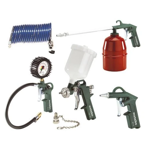 LPZ 7 Set: Compressed Air Tool Set: Blow gun, tyre inflator incl adaptor and ball needle, paint spray gun, PA sprial hose