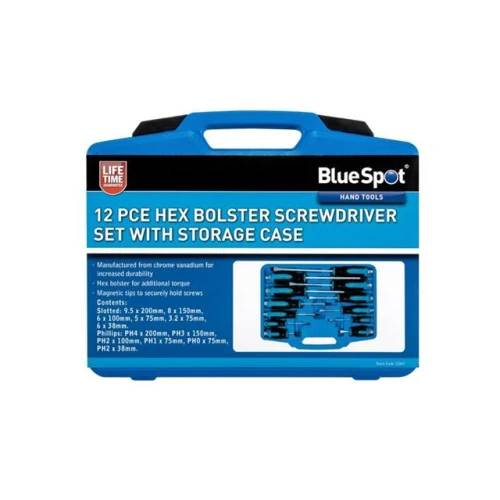 Blue Spot Tools 12PCE Hex Bolster Screwdriver Set