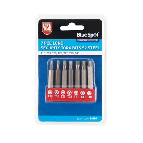 Blue Spot Tools 7 Pce Long Security Torx Bits