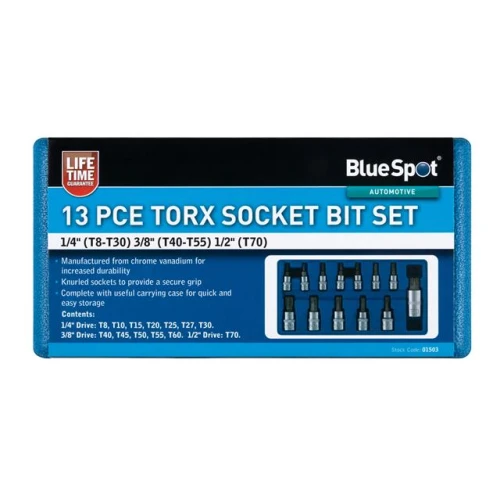 Blue Spot Tools 13PCE Torx Socket Bit Set (T8-T60)