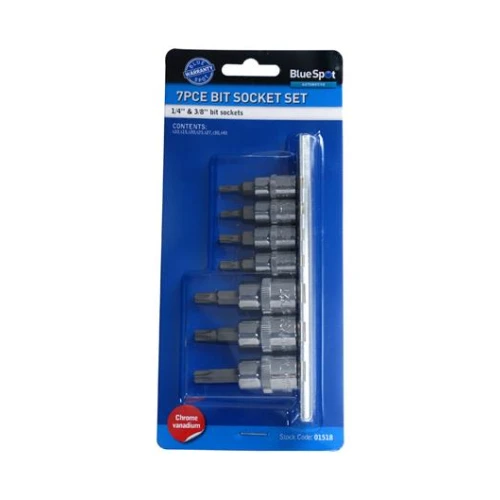 Blue Spot Tools 7 Pce 1/4" (T10-T25) & 3/8" Torx Socket Set (T27-T40)