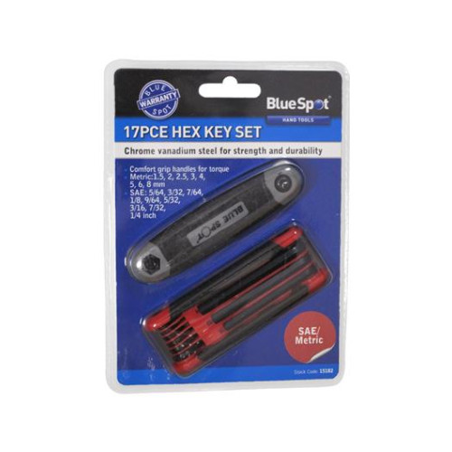 Blue Spot Tools 17 Pce Metric and Imperial Hex Key Set