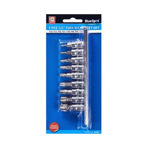 Blue Spot Tools 9 Pce 1/4" Torx Bit Socket Set (T10-T60)