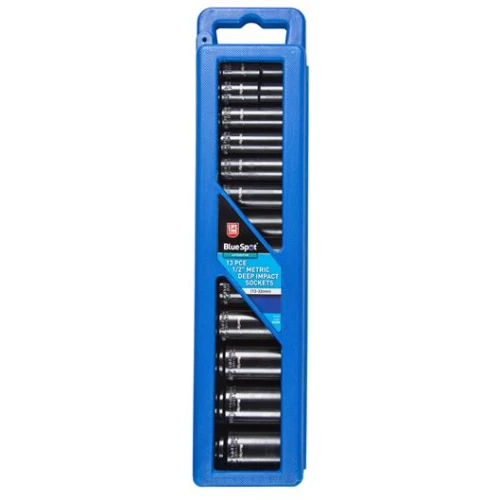 Blue Spot Tools 13 Pce 1/2" Metric Deep Impact Sockets (13-32mm)