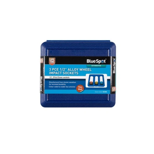 Blue Spot Tools 3PCE 1/2" Alloy Wheel Impact Sockets (17, 19, 21mm)