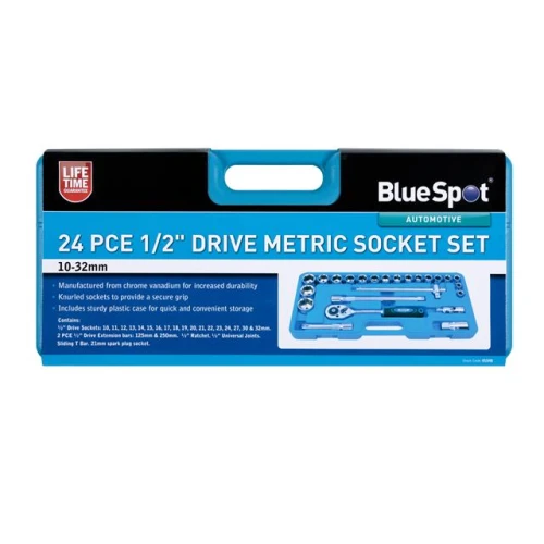 Blue Spot Tools 24PCE 1/2" Drive Metric Socket Set (10-32mm) 