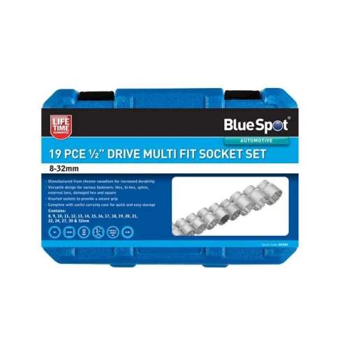 Blue Spot Tools 19PCE Multi Fit 1/2" Drive Socket Set (8-32mm)