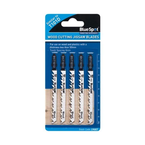 Blue Spot Tools 5 PCE HCS Fast Cut Jigsaw Blades For Wood (6 TPI)