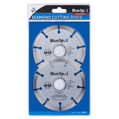 Blue Spot Tools 2 Pce 115mm (4.5") Segmented Diamond Dry Cutting Disc