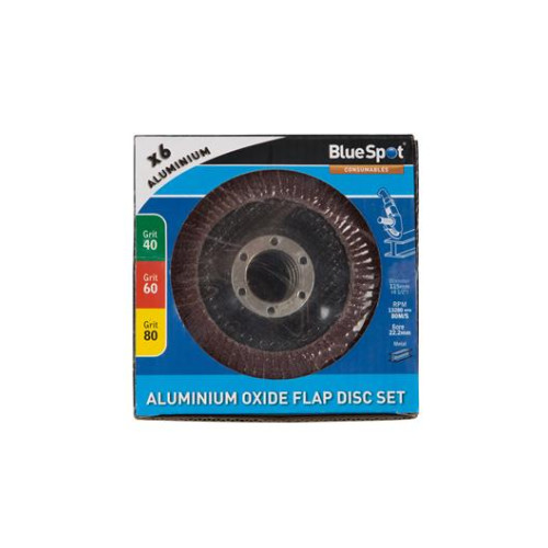 Blue Spot Tools 6 Pce 115mm (4.5") Aluminium Oxide Flap Disc Set