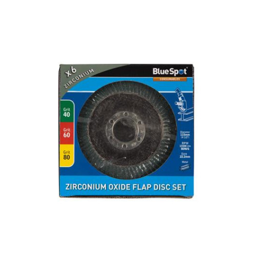 Blue Spot Tools 6 Pce 115mm (4.5") Zirconium Oxide Flap Disc Set