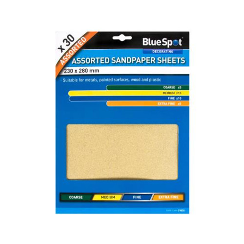 Blue Spot Tools 30 Pce Assorted Sandpaper Sheets