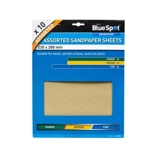 Blue Spot Tools 10 Pce Assorted Sandpaper Sheets