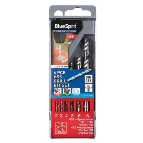 Blue Spot Tools 6 Pce HSS Half Ground Drill Bit Set (2 - 8mm)