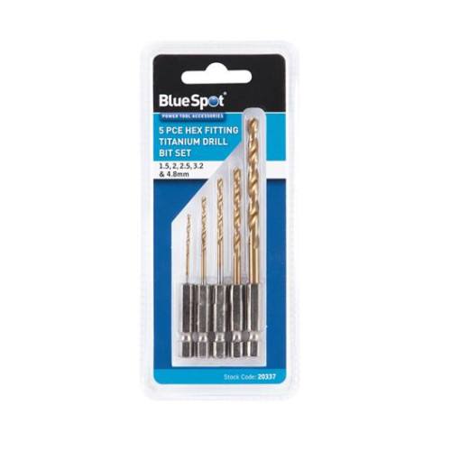 Blue Spot Tools 5PCE Hex Fitting Titanium Drill Bit Set
