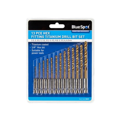 Blue Spot Tools 13 Pce Hex Fitting Titanium Drill Bit Set