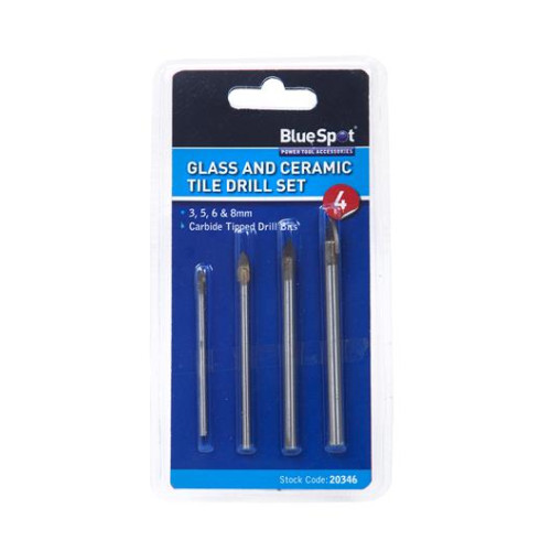 Blue Spot Tools 4 Pce Tile And Glass Drill Set (3 - 8mm)