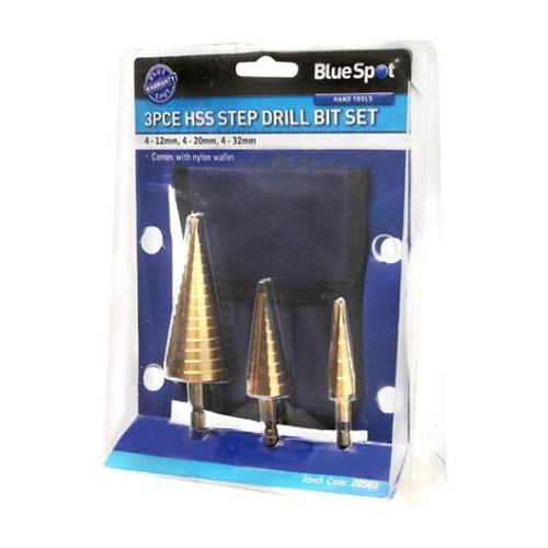 Blue Spot Tools 3PCE Hex Shank HSS Step Drill Set (4 - 32mm)