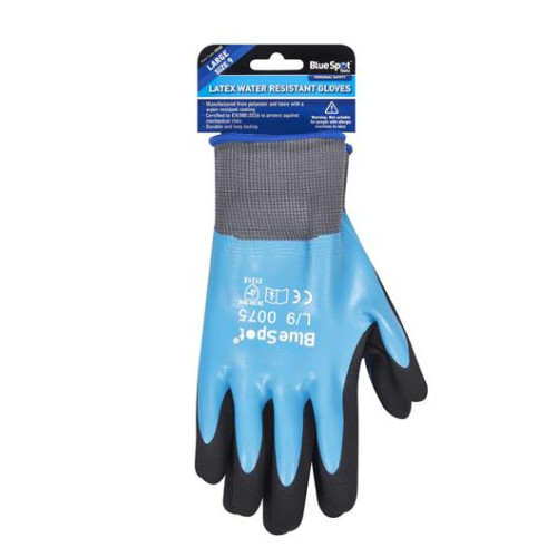 Blue Spot Tools Latex Water Resistant Gloves (Large)