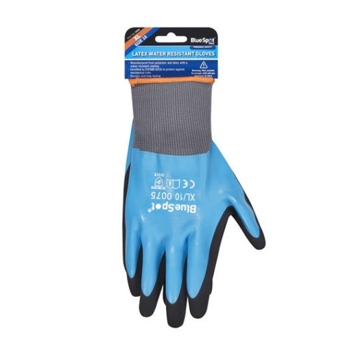 Blue Spot Tools Latex Water Resistant Gloves (XL)