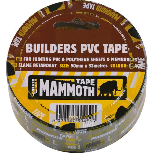 BUILDERS PVC TAPE BLACK 50MM 33MTR