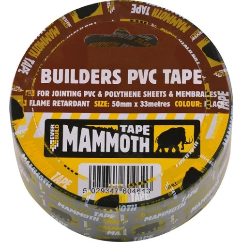 BUILDERS PVC TAPE BLACK 50MM 33MTR