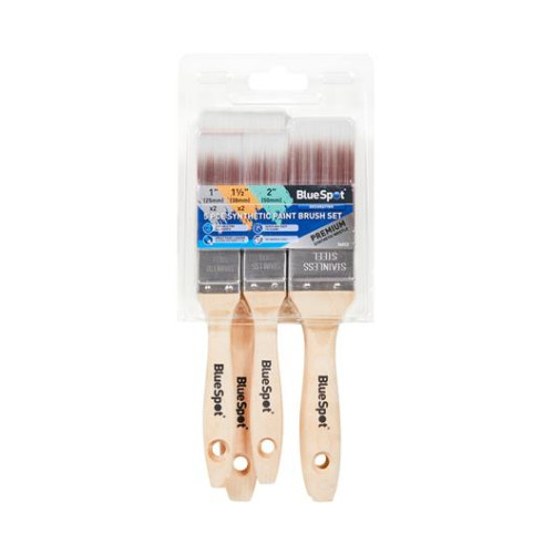 Blue Spot Tools 5 PCE Synthetic Paint Brush Set (2 PCE â€“ 1â€. 2 PCE â€“ 1 Â½â€. 1 PCE â€“ 2â€)