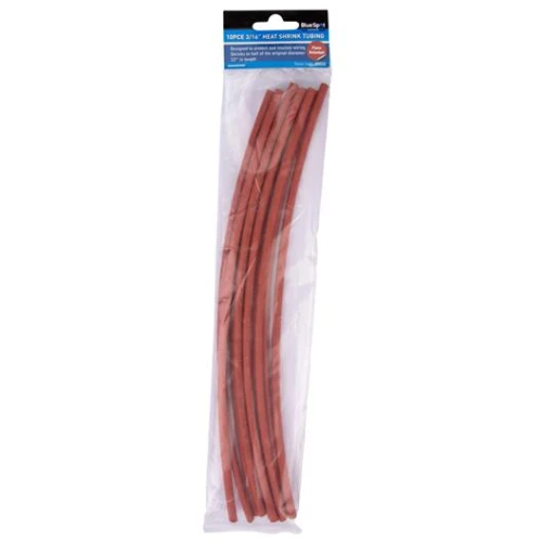 Blue Spot Tools 10 Pce 300mm (12") 3/16" Red Heat Shrink Tubing