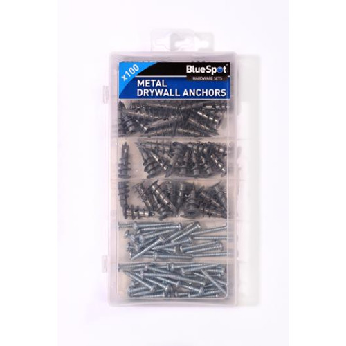 Blue Spot Tools 100 Pce Assorted Metal Drywall Anchor And Screw Set