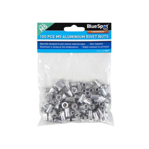 Blue Spot Tools 100 PCE M5 Aluminium Rivet Nuts