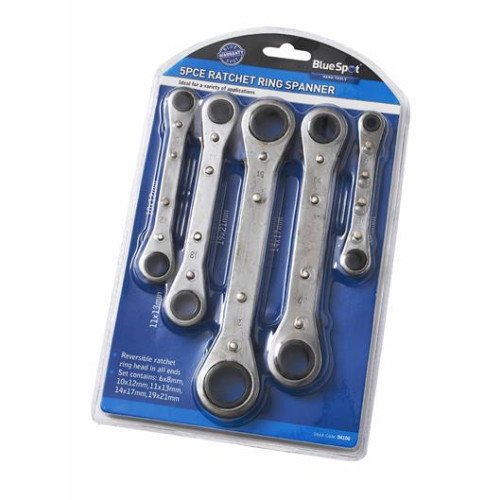 Blue Spot Tools 5 Pce Metric Ratchet Ring Spanner Set (6-21mm)