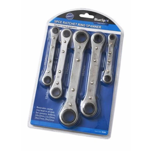 Blue Spot Tools 5 Pce Metric Ratchet Ring Spanner Set (6-21mm)