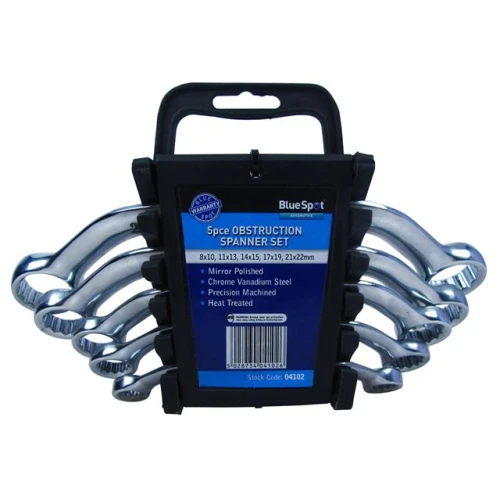 Blue Spot Tools 5 Pce Chrome Vanadium Metric Obstruction Spanner Set (8-22mm)