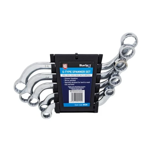 Blue Spot Tools 5 Pce Chrome Vanadium Metric S Type Spanner Set (10-19mm)