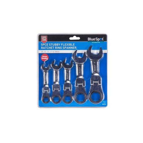 Blue Spot Tools 5 Pce Flexible Stubby Ratchet Spanner Set (10-19mm)