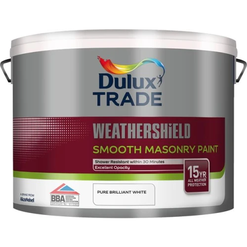 Dulux Trade WEATHERSHIELD SMOOTH MASONRY B/WHITE 10L