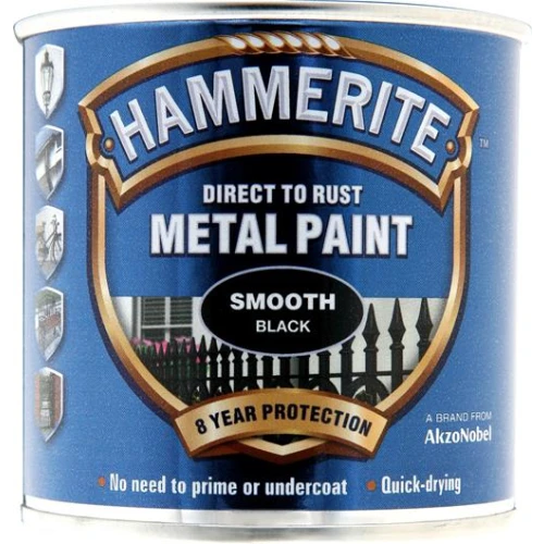 Hammerite METAL PAINT SMOOTH BLACK 250ML