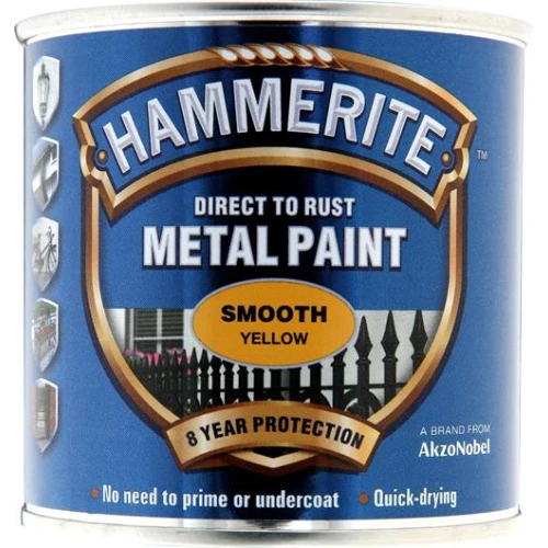 Hammerite METAL PAINT SMOOTH YELLOW 250ML