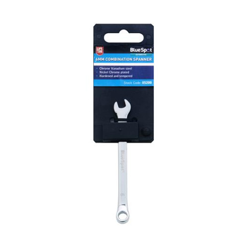 Blue Spot Tools 6mm Fully Polished Chrome Vanadium Spanner