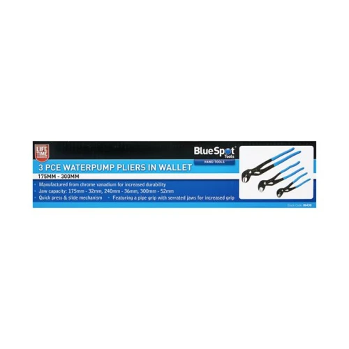 Blue Spot Tools 3 PCE Waterpump Pliers In Wallet (175mm - 300mm) 