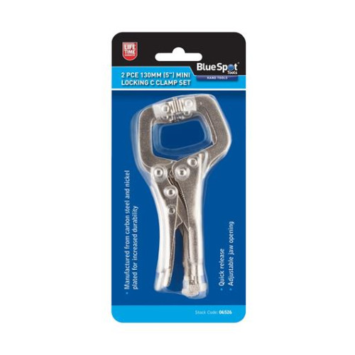 Blue Spot Tools 2 Pce 100mm (4Ã¢â‚¬Â) Mini Locking C Clamp Set