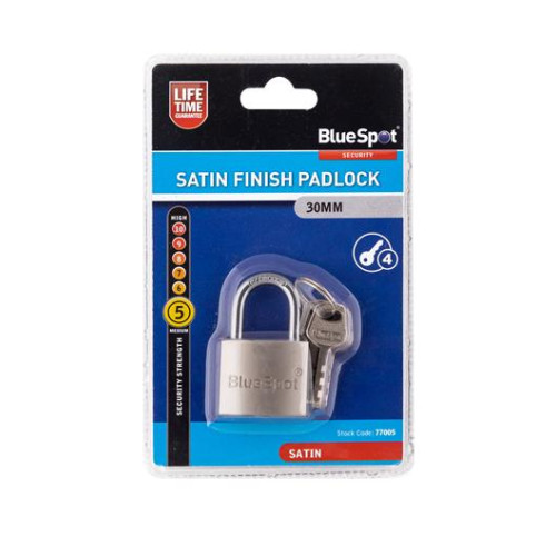 Blue Spot Tools 30mm Satin Finish Padlock