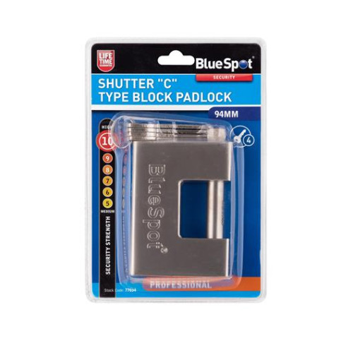 Blue Spot Tools 94mm Shutter "C" Type Block Padlock