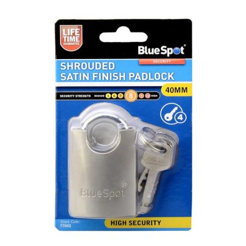 Blue Spot Tools 40mm Shrouded Satin Finish Padlock