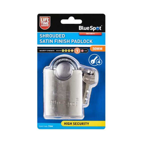 Blue Spot Tools 50mm Shrouded Satin Finish Padlock