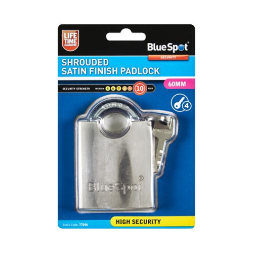 Blue Spot Tools 60mm Shrouded Satin Finish Padlock