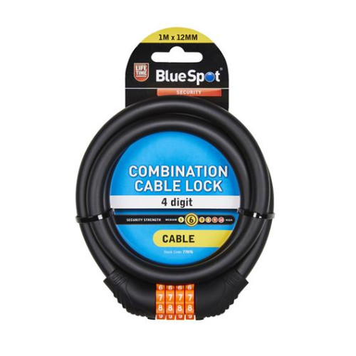 Blue Spot Tools 1m x 12mm Combination Cable Lock
