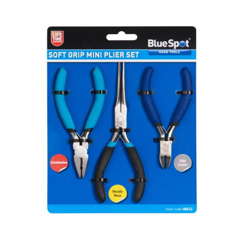 Blue Spot Tools 3 Pce Soft Grip Mini Plier Set