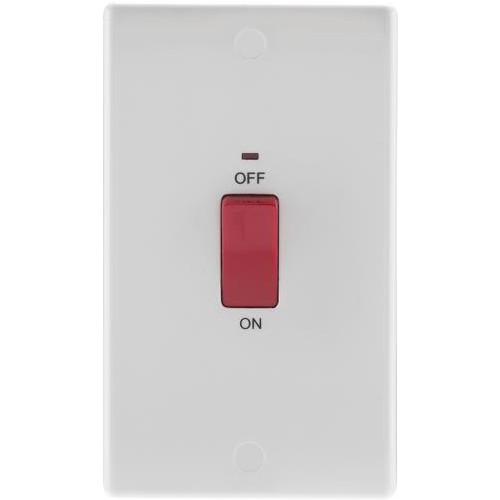 Nexus Moulded White 45A Switch c/w Neon Indicator