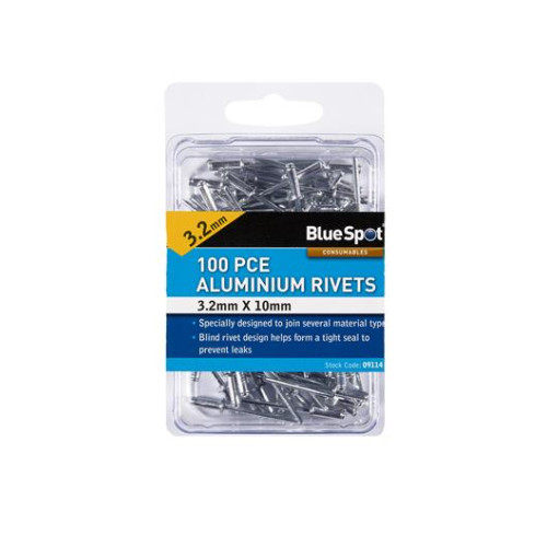 Blue Spot Tools 100 Pce 3.2mm X 10mm Aluminium Rivets
